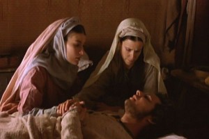 Image Martha, Lazarus and Mary clipped from the movie, "The Gospel of John"